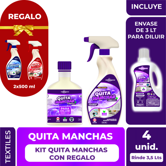 Kit Quita Manchas 3,5 Lts + Regalo multiuso 500ml y quita olor multiuso 500ml