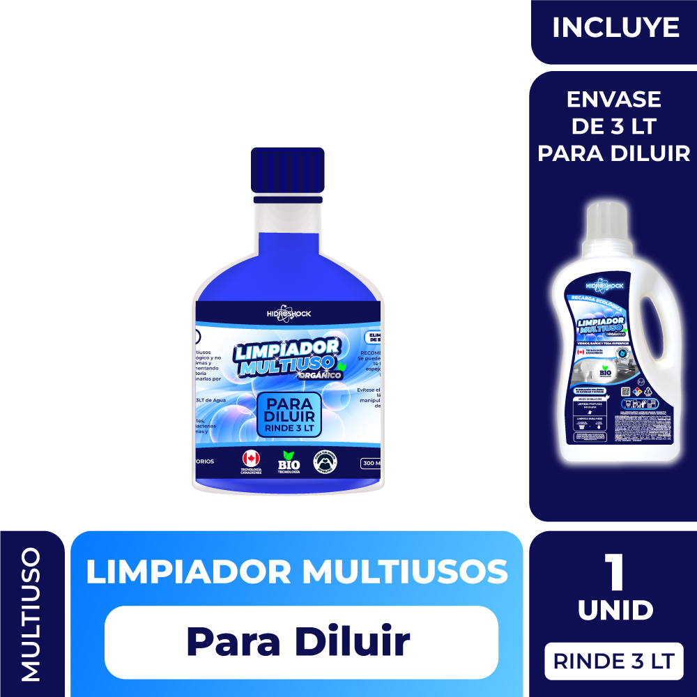 Limpiador Multiusos Recarga rinde 3 LT (Incluye envase VACÍO de 3 LT para diluir)