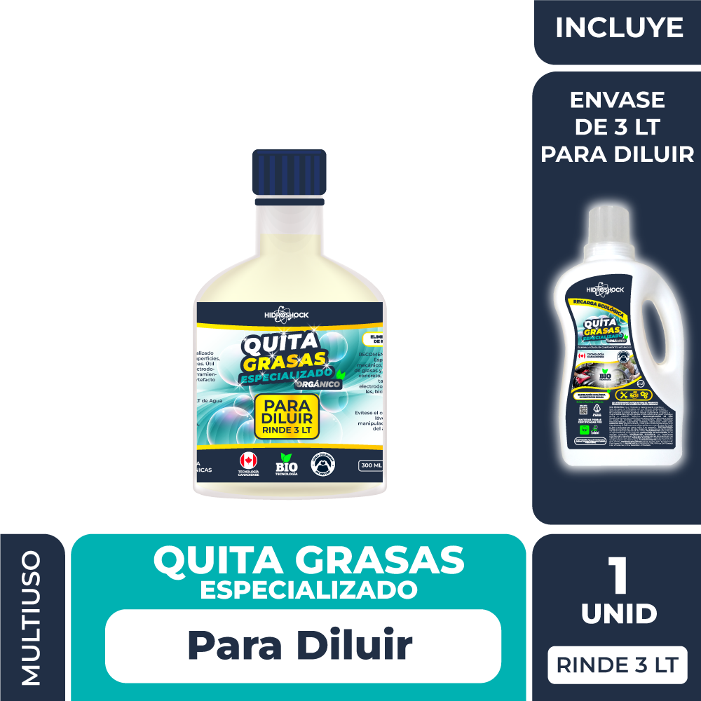 Quita Grasas Especializado Recarga rinde 3 LT (Incluye envase VACÍO de 3 LT para diluir)
