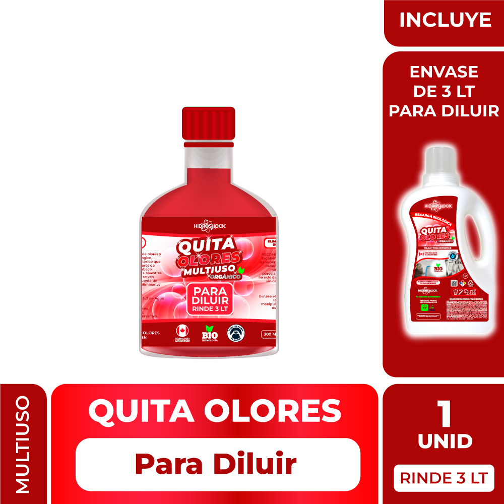 Quita Olores Multiuso Recarga rinde 3 LT (Incluye envase VACÍO de 3 LT para diluir)